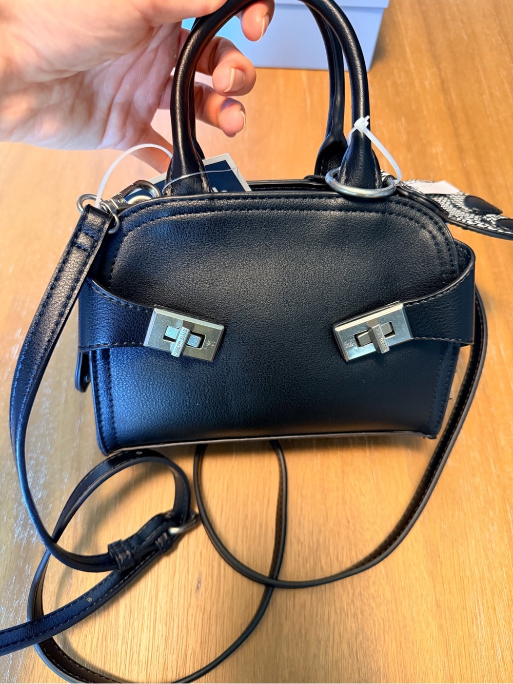 Steve Madden Black Mini Dome Crossbody Satchel - Picture 3 of 5